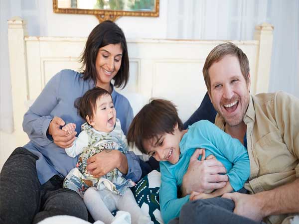 Happy family with clean air ducts