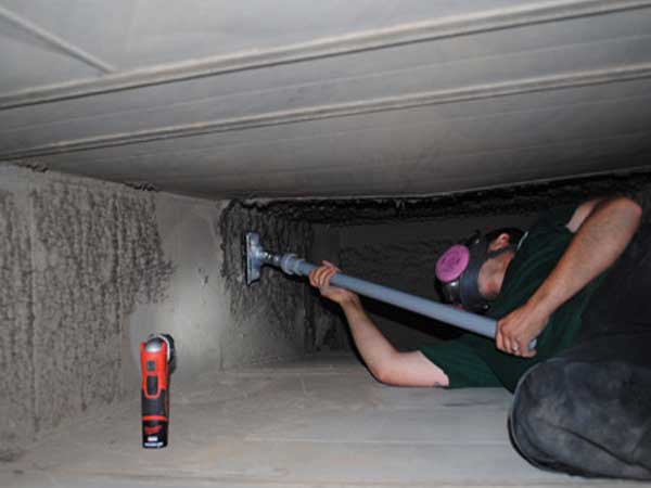 HVAC systems air duct cleaner on a commercial job in Akron ohio